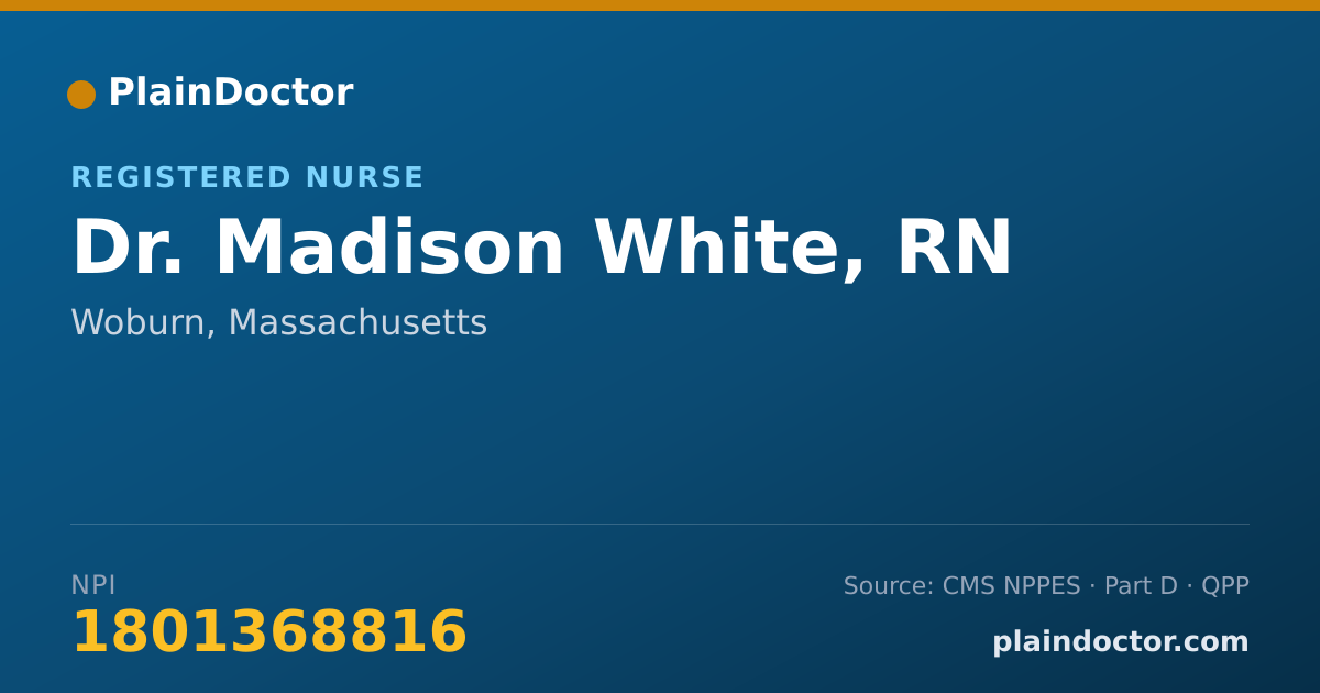 Shareable card for Madison White, RN - Registered Nurse, Woburn, MA