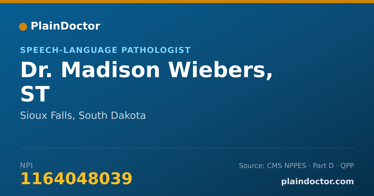 Shareable card for Madison Wiebers, ST - Speech-Language Pathologist, Sioux Falls, SD