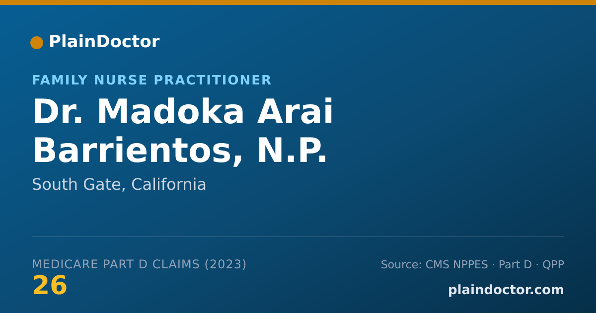 Shareable card for Madoka Arai Barrientos, N.P. - Family Nurse Practitioner, South Gate, CA