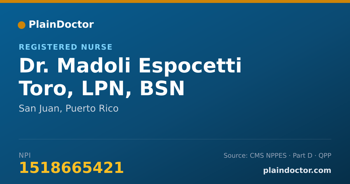 Shareable card for Madoli Espocetti Toro, LPN, BSN - Registered Nurse, San Juan, PR