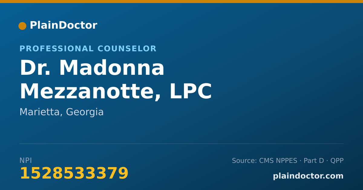 Shareable card for Madonna Mezzanotte, LPC - Professional Counselor, Marietta, GA