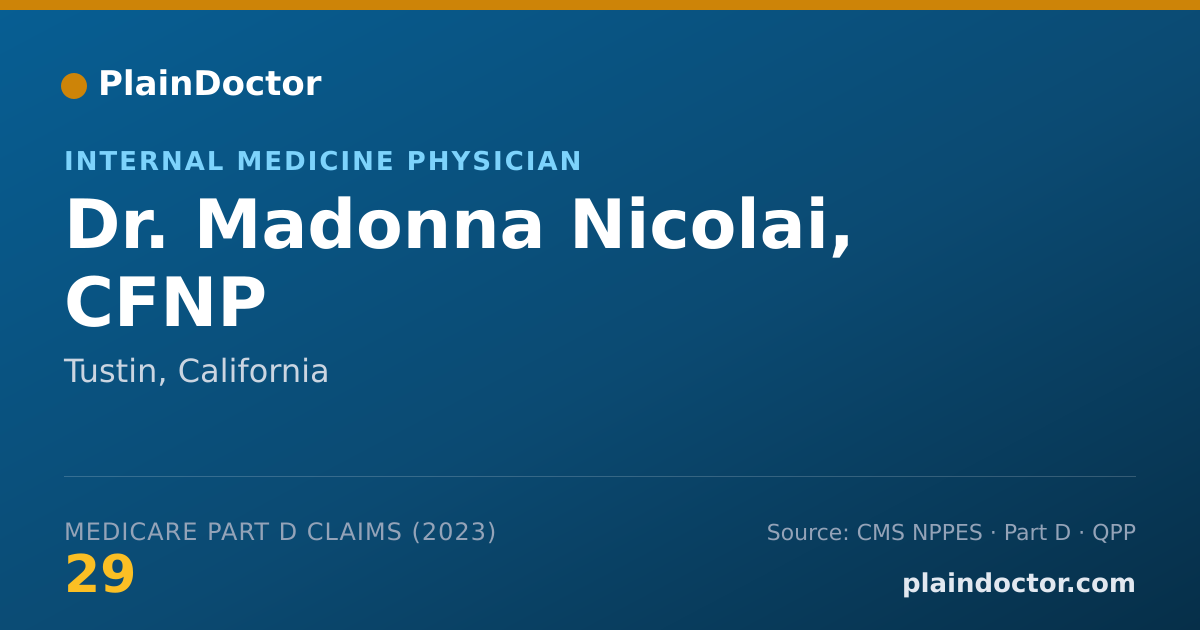 Shareable card for Madonna Nicolai, CFNP - Internal Medicine Physician, Tustin, CA