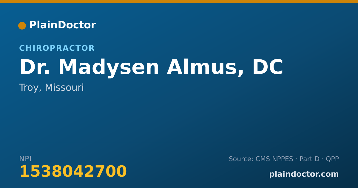 Shareable card for Madysen Almus, DC - Chiropractor, Troy, MO