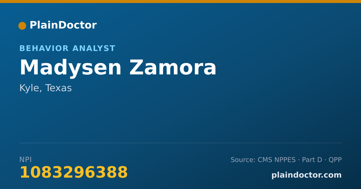 Shareable card for Madysen Zamora - Behavior Analyst, Kyle, TX