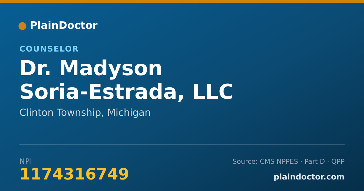 Shareable card for Madyson Soria-Estrada, LLC - Counselor, Clinton Township, MI