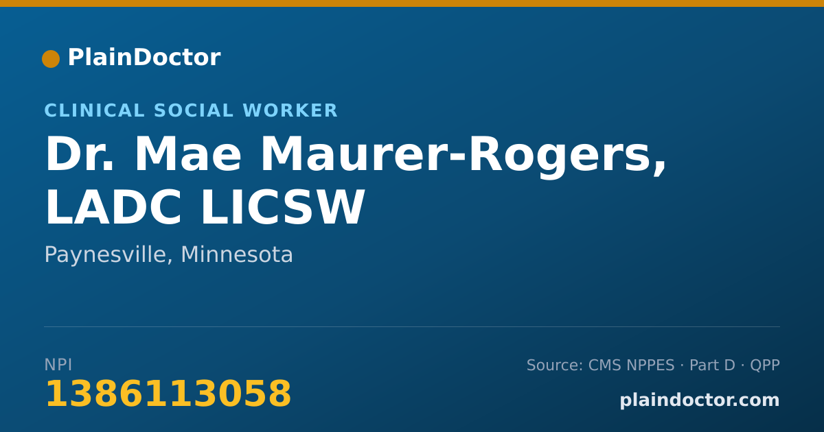 Shareable card for Mae Maurer-Rogers, LADC LICSW - Clinical Social Worker, Paynesville, MN