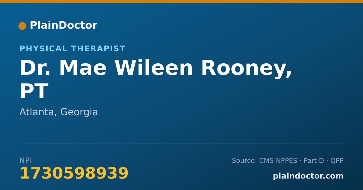 Shareable card for Mae Wileen Rooney, PT - Physical Therapist, Atlanta, GA
