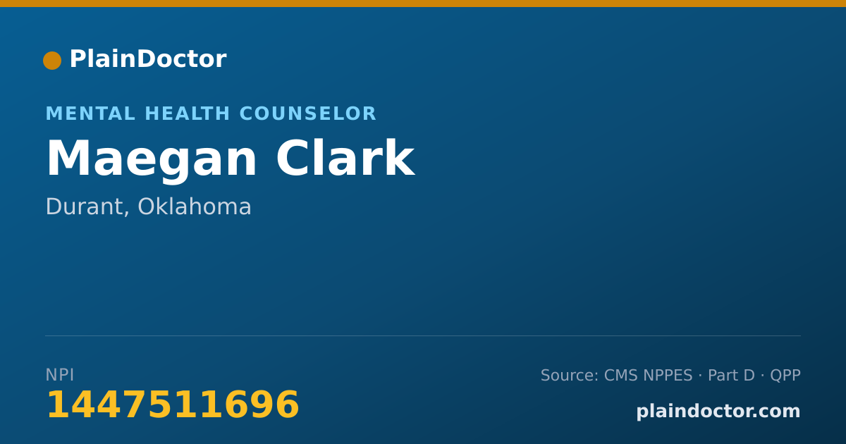 Shareable card for Maegan Clark - Mental Health Counselor, Durant, OK
