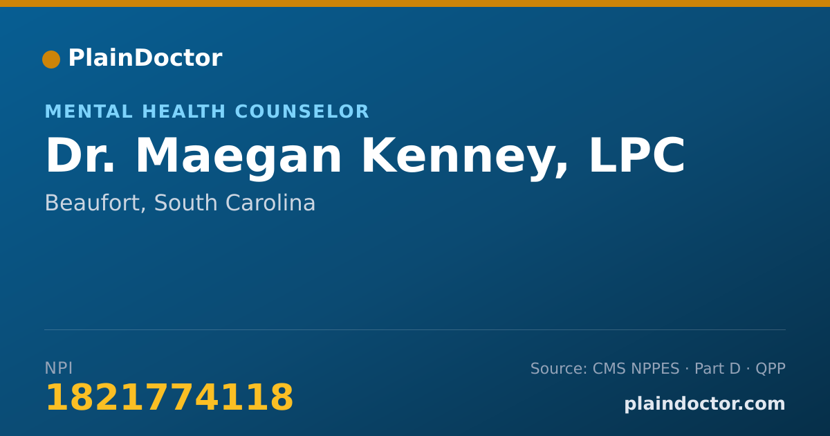 Shareable card for Maegan Kenney, LPC - Mental Health Counselor, Beaufort, SC