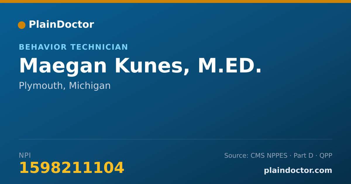 Shareable card for Maegan Kunes, M.ED. - Behavior Technician, Plymouth, MI