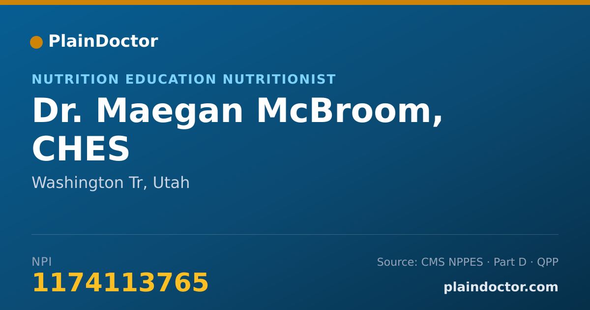 Shareable card for Maegan McBroom, CHES - Nutrition Education Nutritionist, Washington Tr, UT