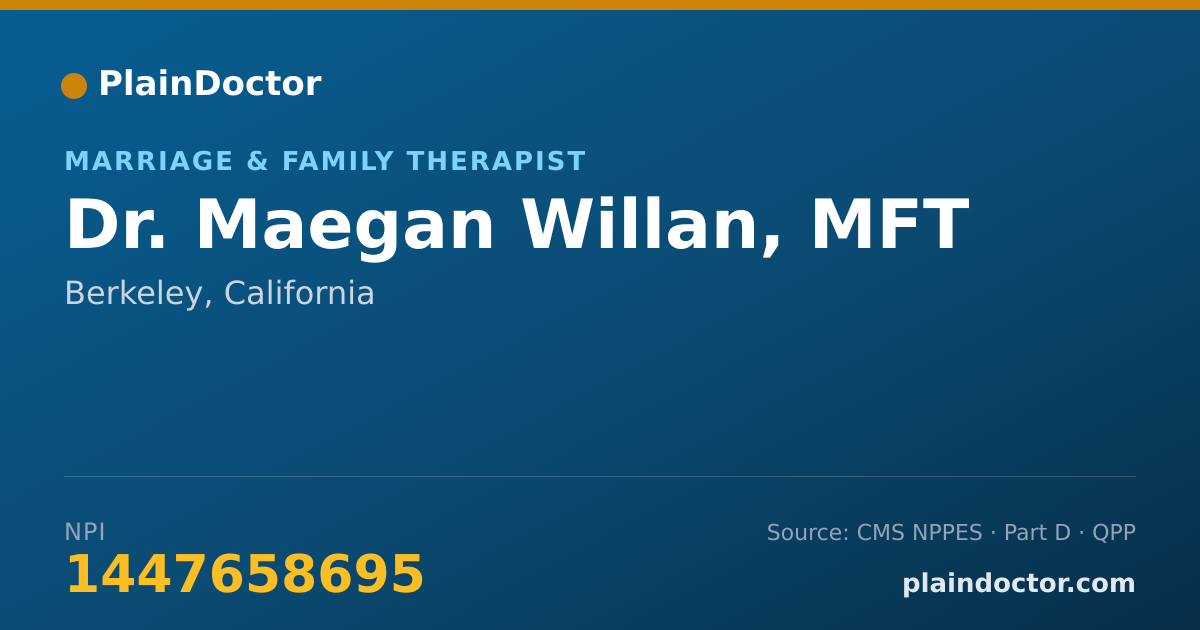 Shareable card for Maegan Willan, MFT - Marriage & Family Therapist, Berkeley, CA