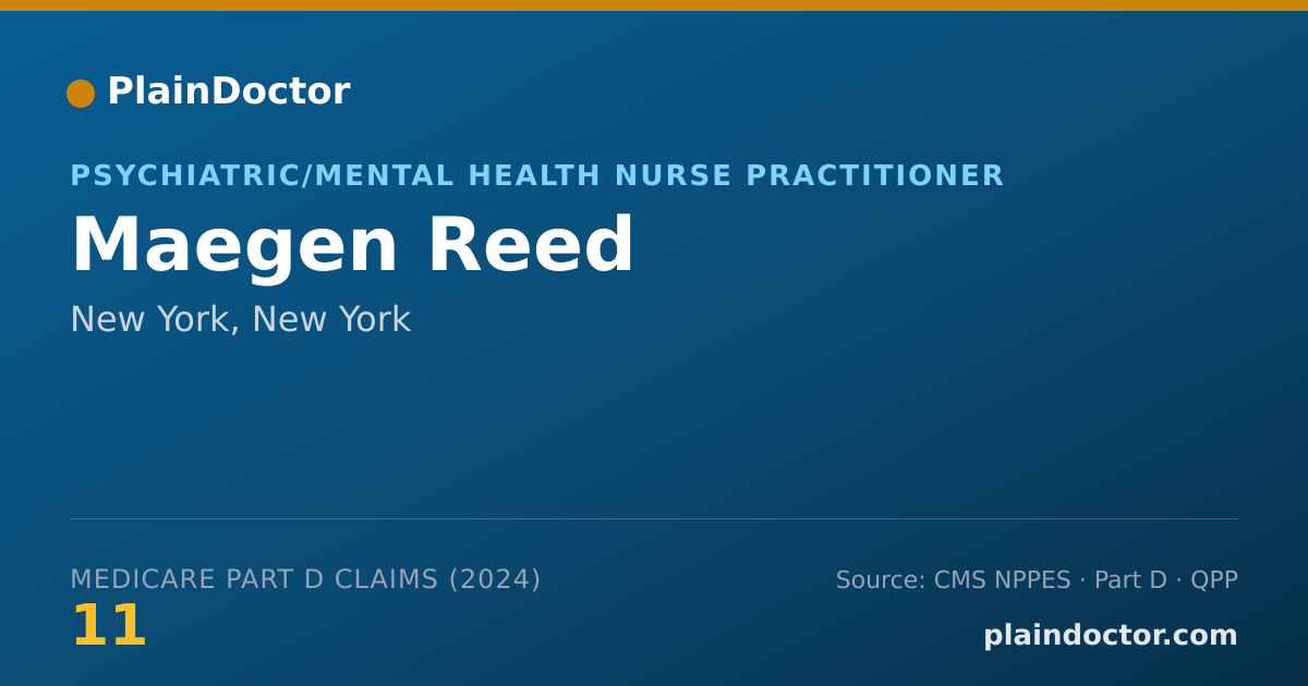 Shareable card for Maegen Reed - Psychiatric/Mental Health Nurse Practitioner, New York, NY