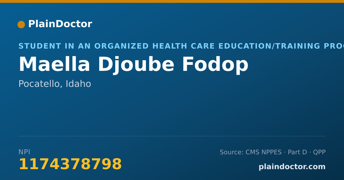 Shareable card for Maella Djoube Fodop - Student in an Organized Health Care Education/Training Program, Pocatello, ID