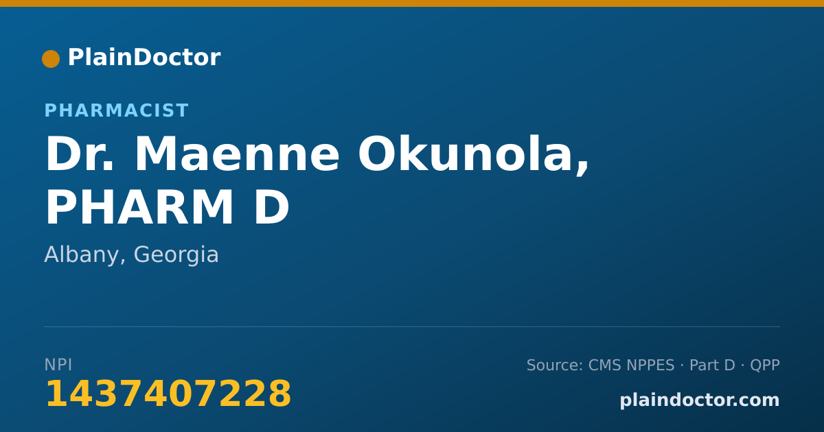 Shareable card for Maenne Okunola, PHARM D - Pharmacist, Albany, GA