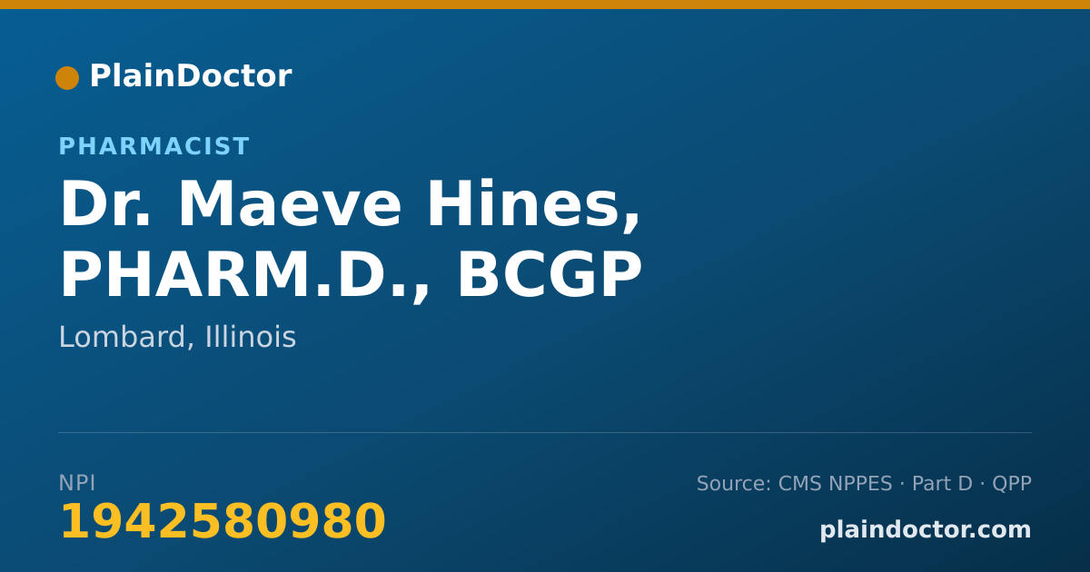 Shareable card for Maeve Hines, PHARM.D., BCGP - Pharmacist, Lombard, IL