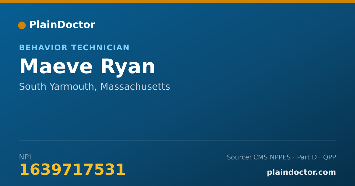 Shareable card for Maeve Ryan - Behavior Technician, South Yarmouth, MA