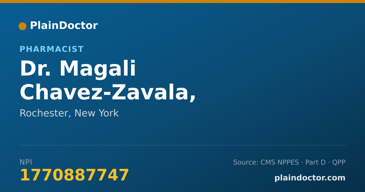 Shareable card for Magali Chavez-Zavala, PHARM.D. - Pharmacist, Rochester, NY