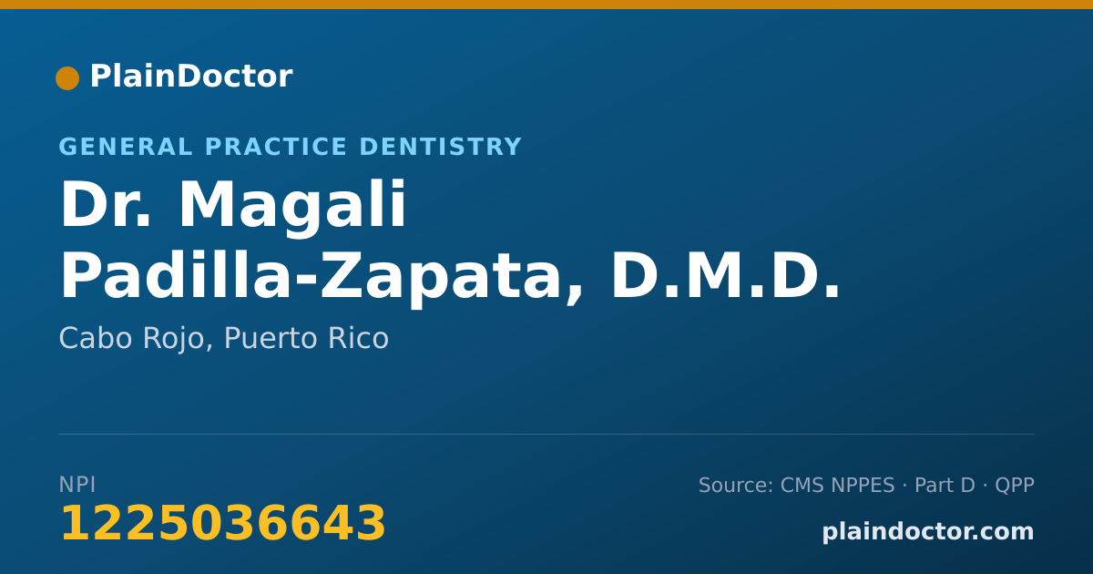 Shareable card for Magali Padilla-Zapata, D.M.D. - General Practice Dentistry, Cabo Rojo, PR