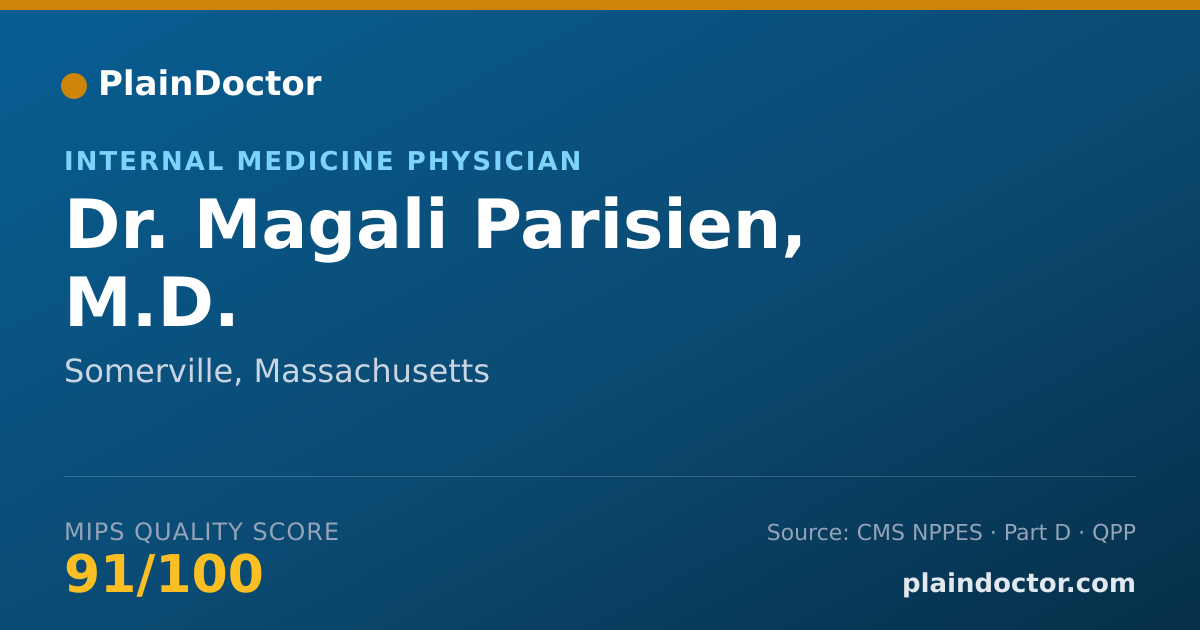 Shareable card for Magali Parisien, M.D. - Internal Medicine Physician, Somerville, MA