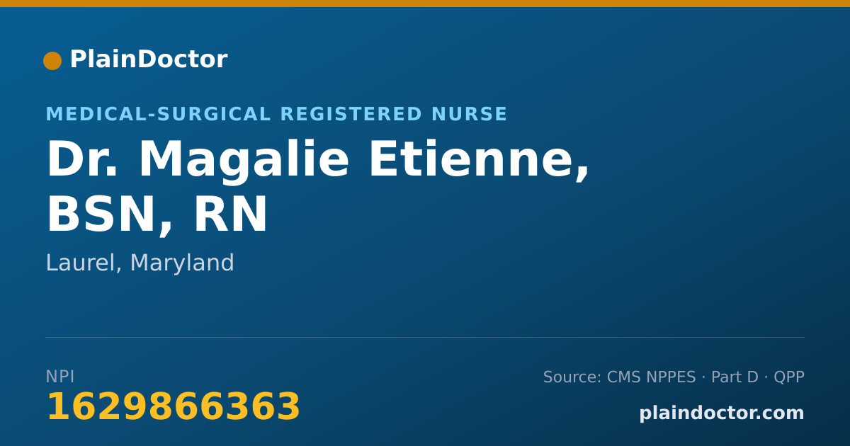 Shareable card for Magalie Etienne, BSN, RN - Medical-Surgical Registered Nurse, Laurel, MD