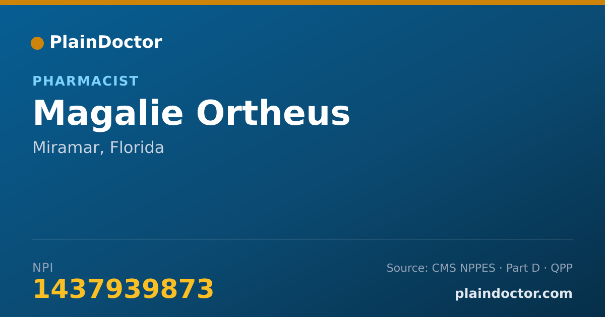 Shareable card for Magalie Ortheus - Pharmacist, Miramar, FL