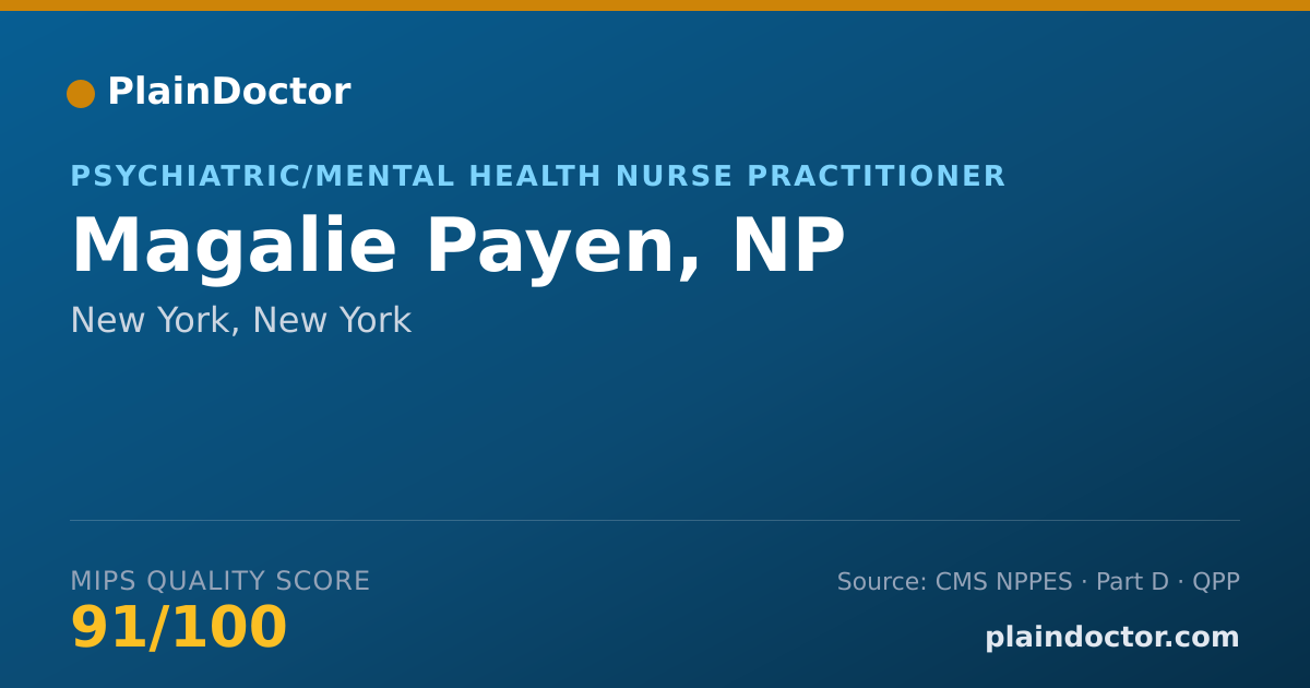 Shareable card for Magalie Payen, NP - Psychiatric/Mental Health Nurse Practitioner, New York, NY