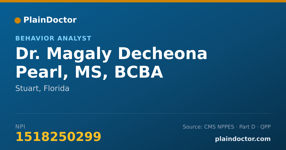 Shareable card for Magaly Decheona Pearl, MS, BCBA - Behavior Analyst, Stuart, FL