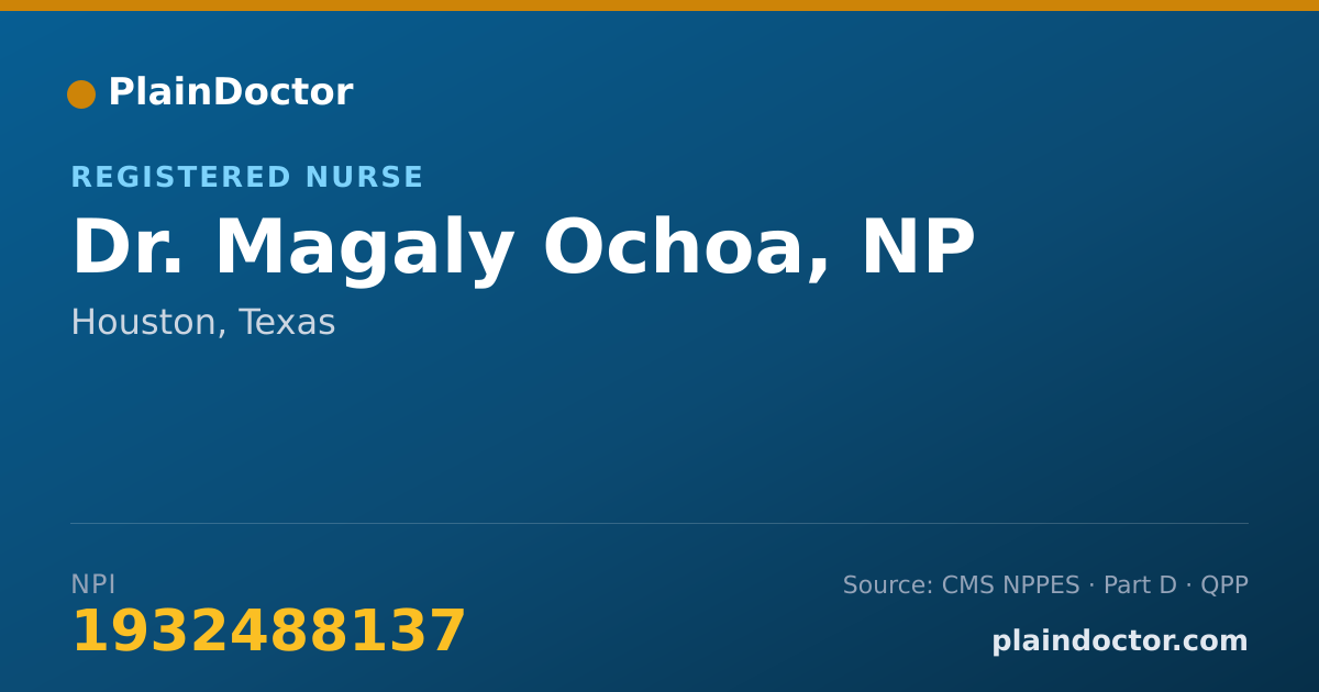 Shareable card for Magaly Ochoa, NP - Registered Nurse, Houston, TX