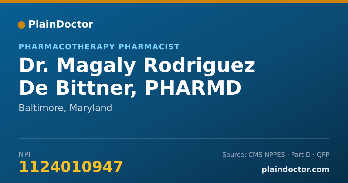 Shareable card for Magaly Rodriguez De Bittner, PHARMD - Pharmacotherapy Pharmacist, Baltimore, MD