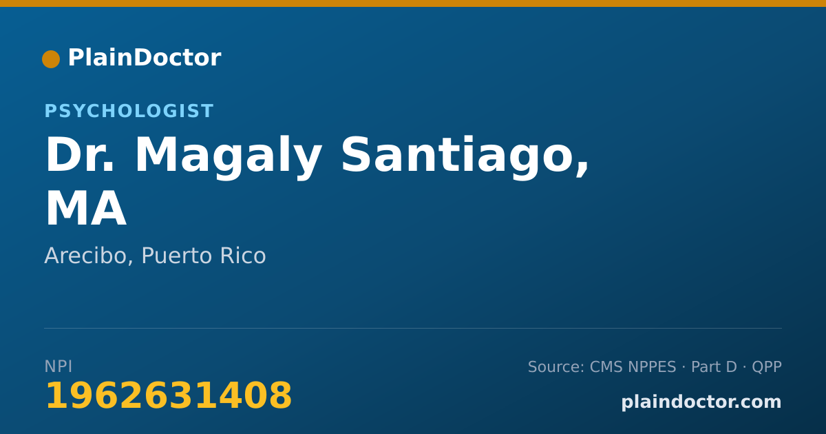 Shareable card for Magaly Santiago, MA - Psychologist, Arecibo, PR