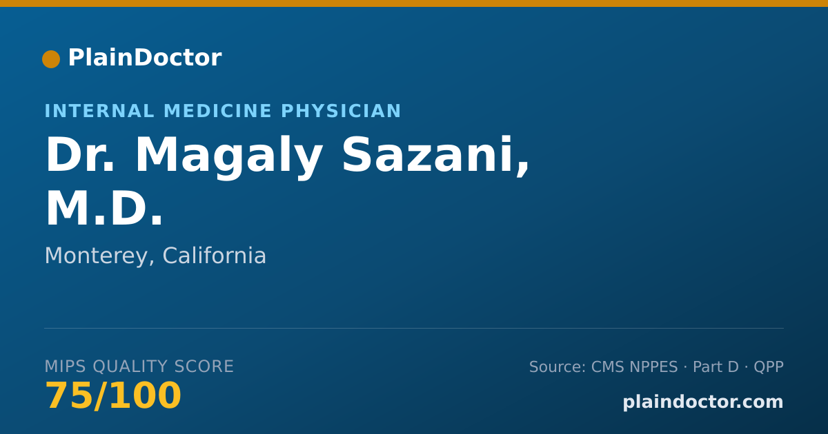 Shareable card for Magaly Sazani, M.D. - Internal Medicine Physician, Monterey, CA