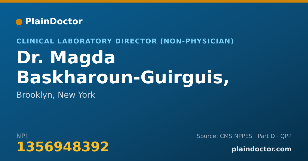 Shareable card for Magda Baskharoun-Guirguis, PD.D. - Clinical Laboratory Director (Non-physician), Brooklyn, NY