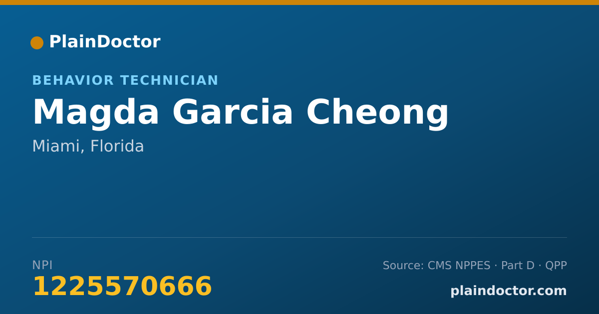 Shareable card for Magda Garcia Cheong - Behavior Technician, Miami, FL