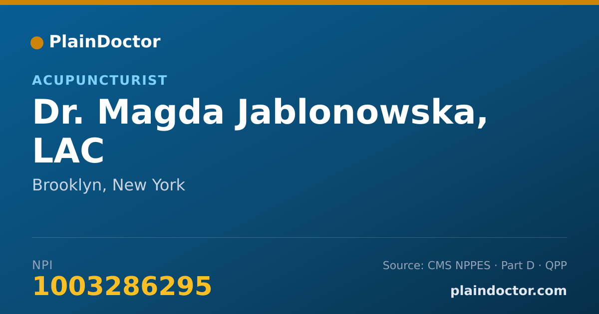 Shareable card for Magda Jablonowska, LAC - Acupuncturist, Brooklyn, NY