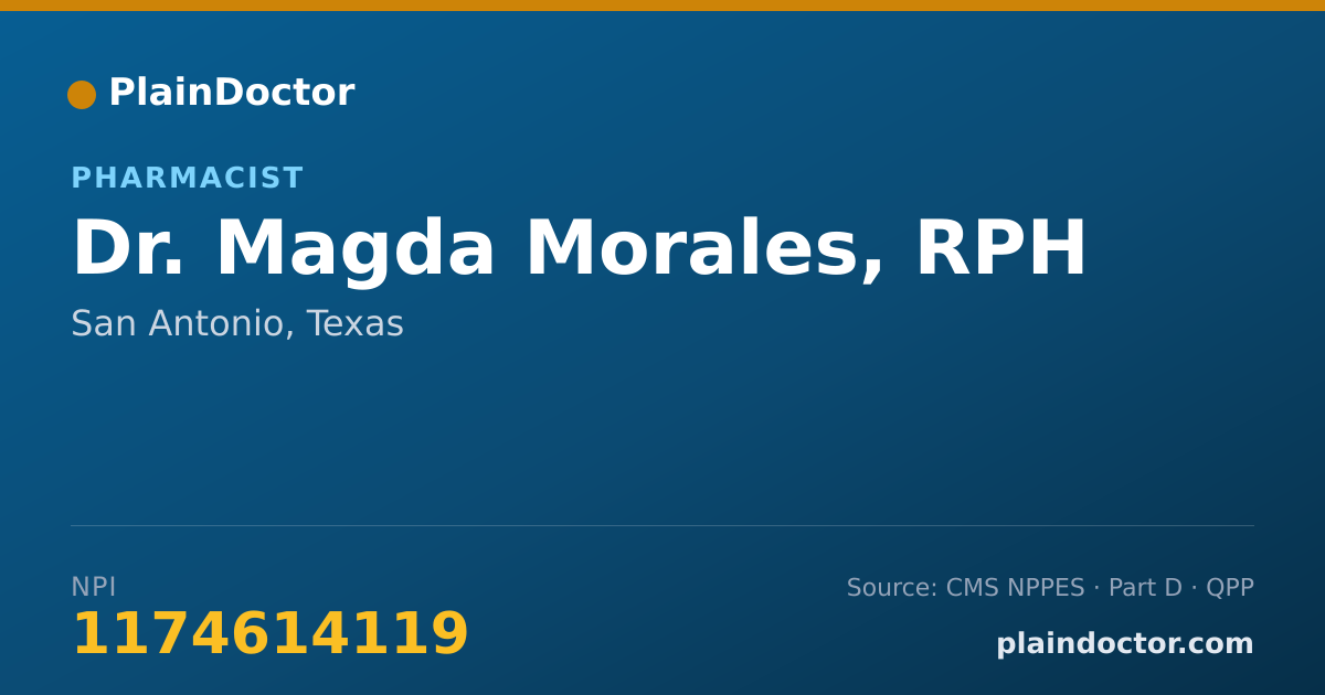 Shareable card for Magda Morales, RPH - Pharmacist, San Antonio, TX