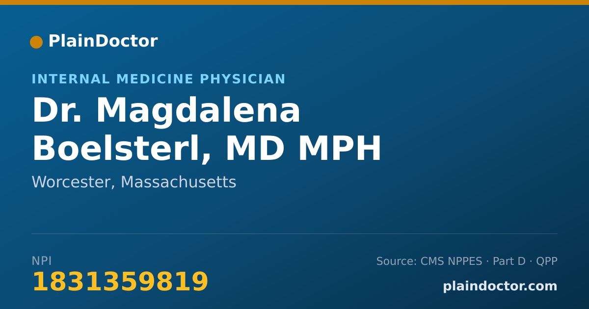 Shareable card for Magdalena Boelsterl, MD MPH - Internal Medicine Physician, Worcester, MA