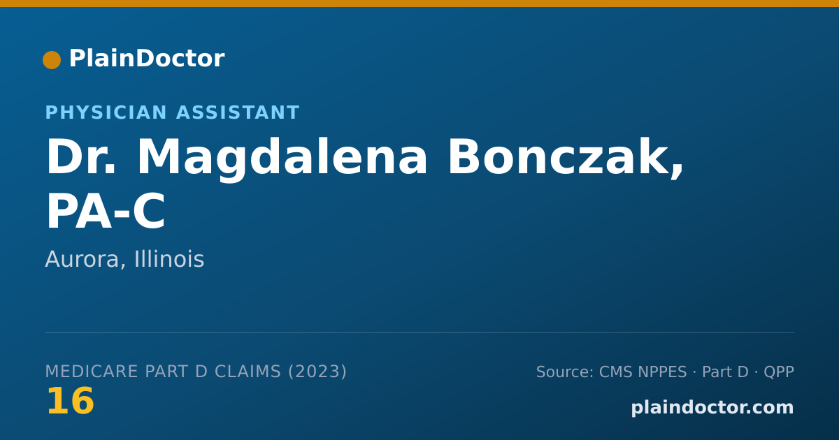 Shareable card for Magdalena Bonczak, PA-C - Physician Assistant, Aurora, IL