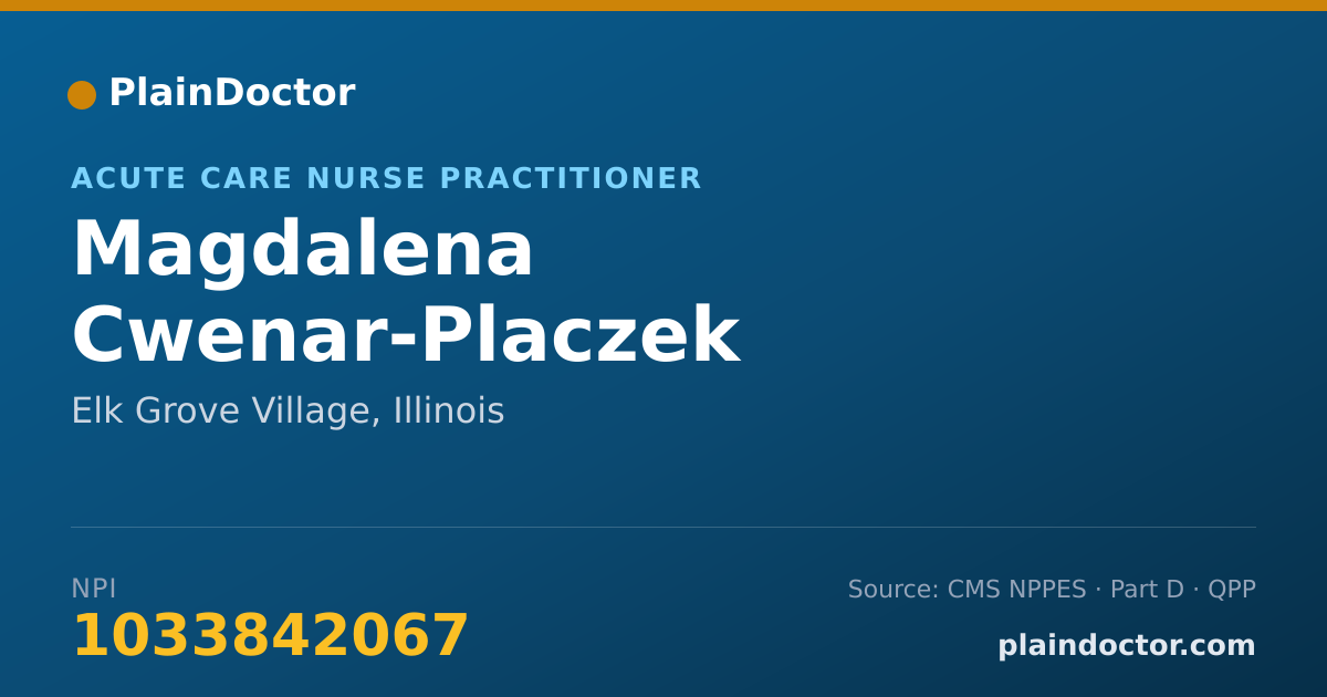 Shareable card for Magdalena Cwenar-Placzek - Acute Care Nurse Practitioner, Elk Grove Village, IL