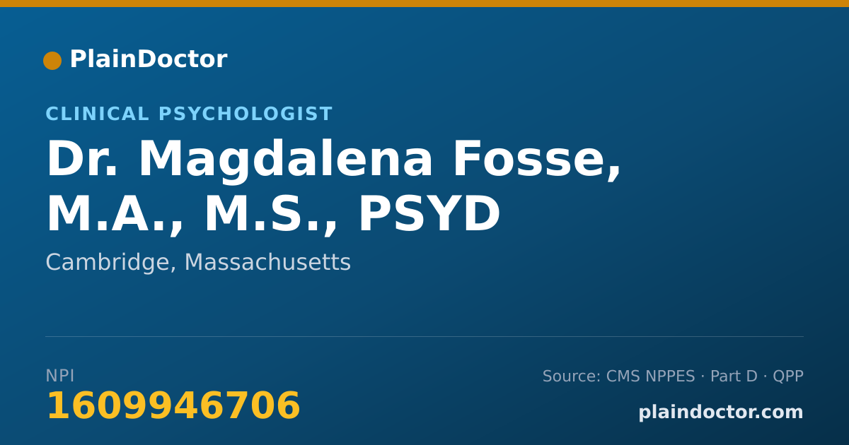 Shareable card for Magdalena Fosse, M.A., M.S., PSYD - Clinical Psychologist, Cambridge, MA
