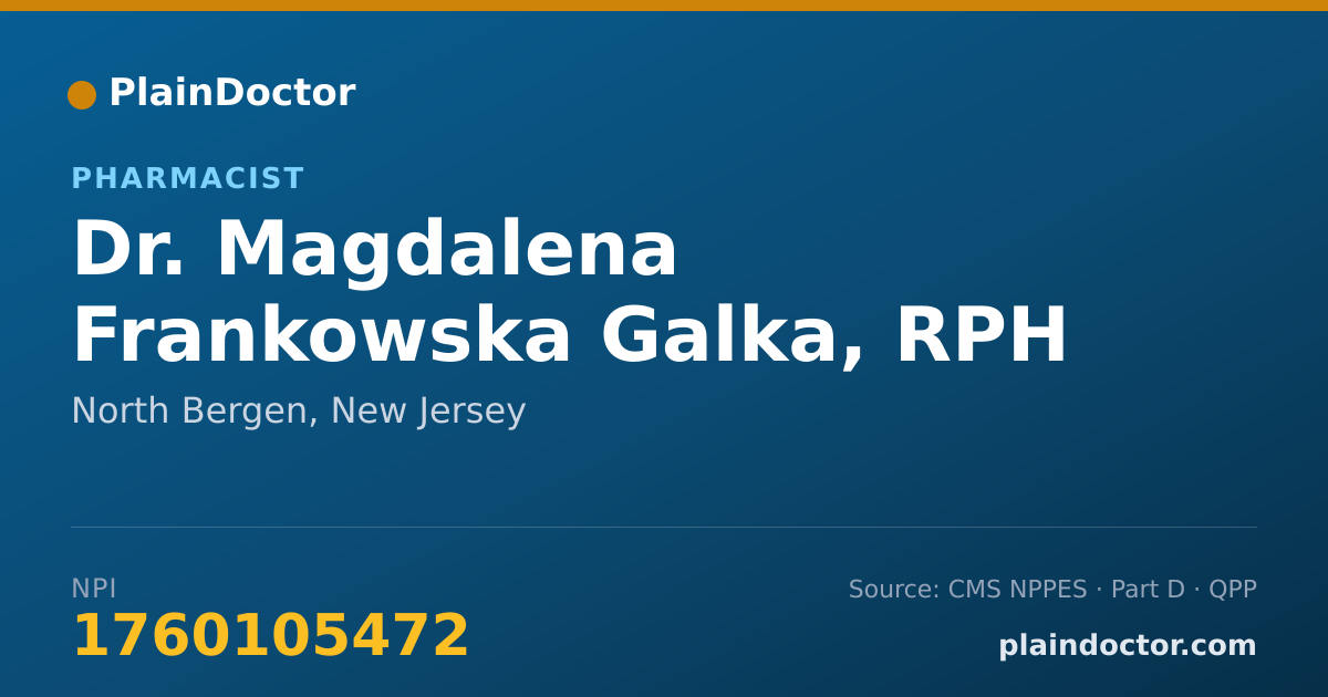 Shareable card for Magdalena Frankowska Galka, RPH - Pharmacist, North Bergen, NJ