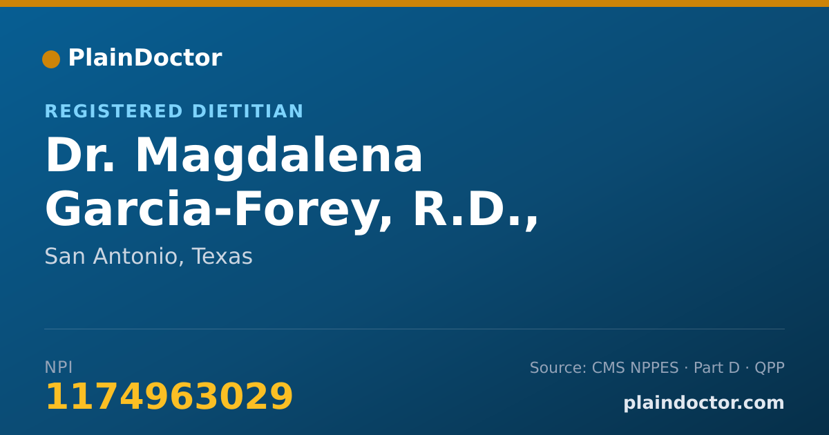 Shareable card for Magdalena Garcia-Forey, R.D., L.D. - Registered Dietitian, San Antonio, TX