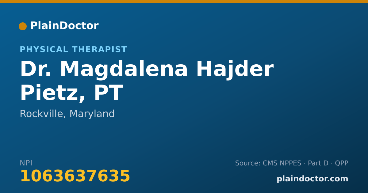 Shareable card for Magdalena Hajder Pietz, PT - Physical Therapist, Rockville, MD