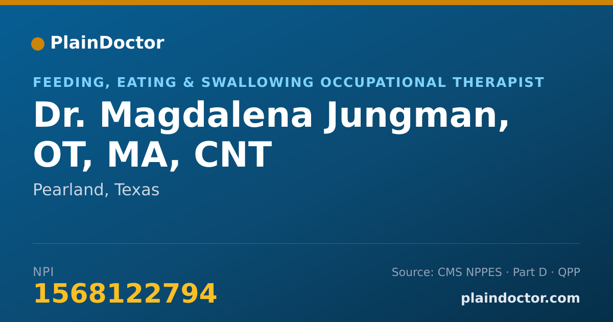 Shareable card for Magdalena Jungman, OT, MA, CNT - Feeding, Eating & Swallowing Occupational Therapist, Pearland, TX
