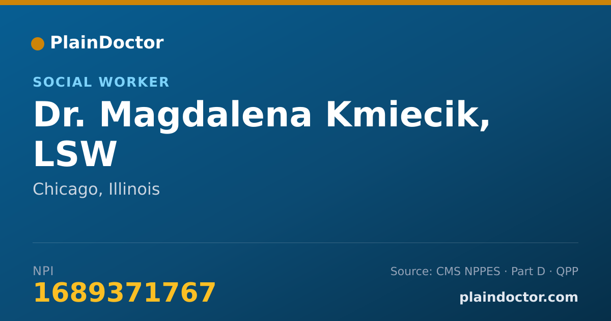 Shareable card for Magdalena Kmiecik, LSW - Social Worker, Chicago, IL