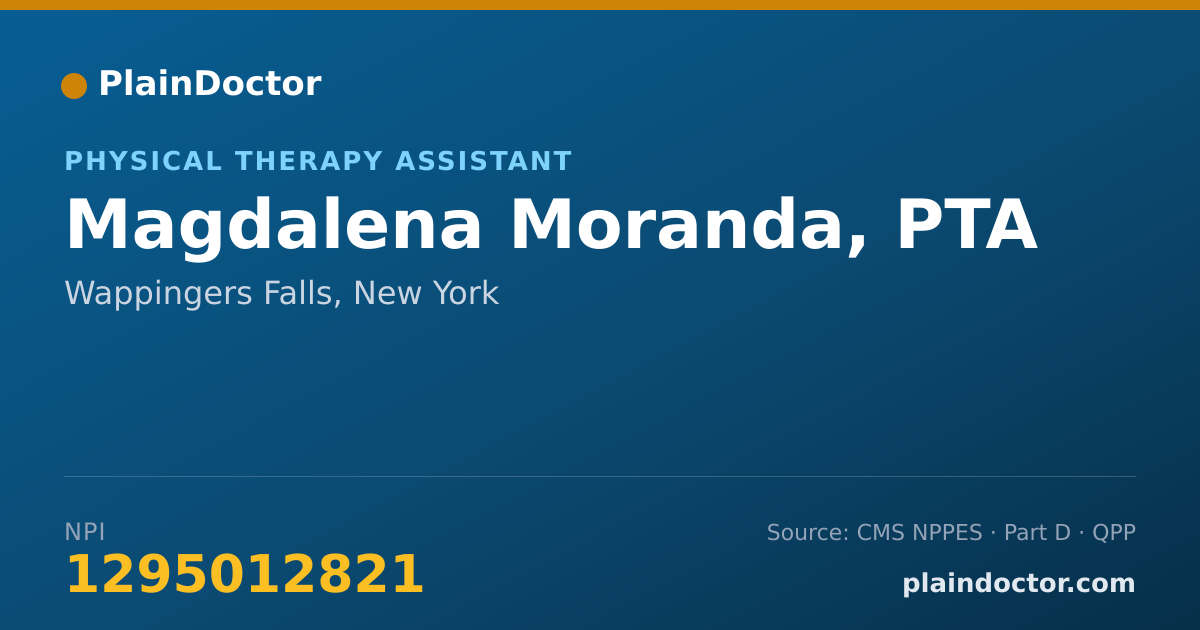 Shareable card for Magdalena Moranda, PTA - Physical Therapy Assistant, Wappingers Falls, NY