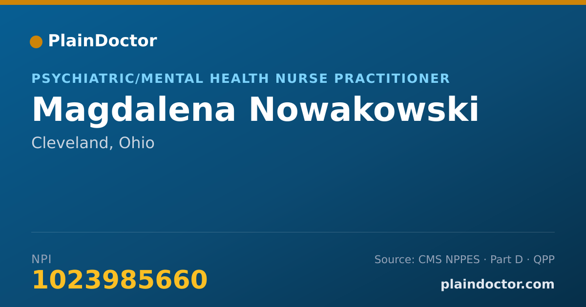 Shareable card for Magdalena Nowakowski - Psychiatric/Mental Health Nurse Practitioner, Cleveland, OH