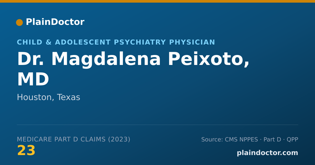 Shareable card for Magdalena Peixoto, MD - Child & Adolescent Psychiatry Physician, Houston, TX