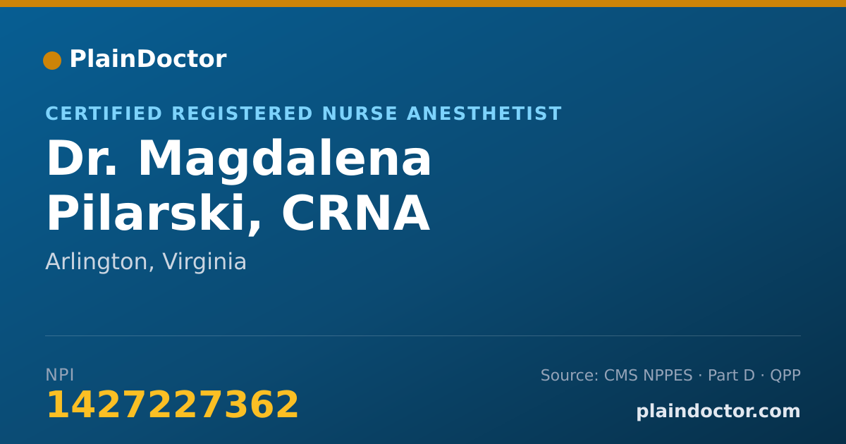 Shareable card for Magdalena Pilarski, CRNA - Certified Registered Nurse Anesthetist, Arlington, VA