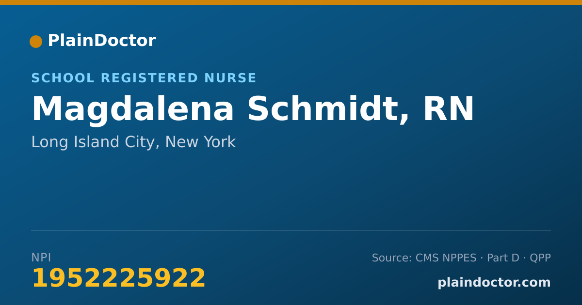 Shareable card for Magdalena Schmidt, RN - School Registered Nurse, Long Island City, NY